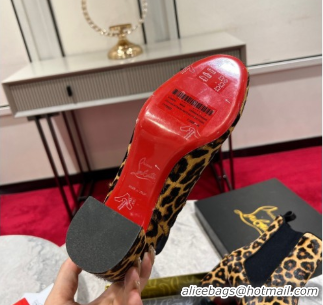 Shop Duplicate Christian Louboutin Turelastic Heel Ankle Boots 5.5cm in Leopard Print 1030166