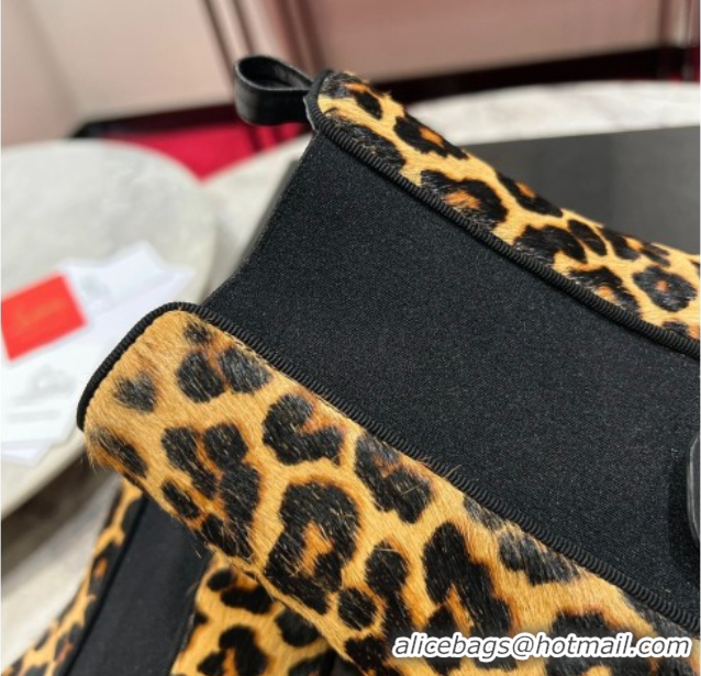 Shop Duplicate Christian Louboutin Turelastic Heel Ankle Boots 5.5cm in Leopard Print 1030166