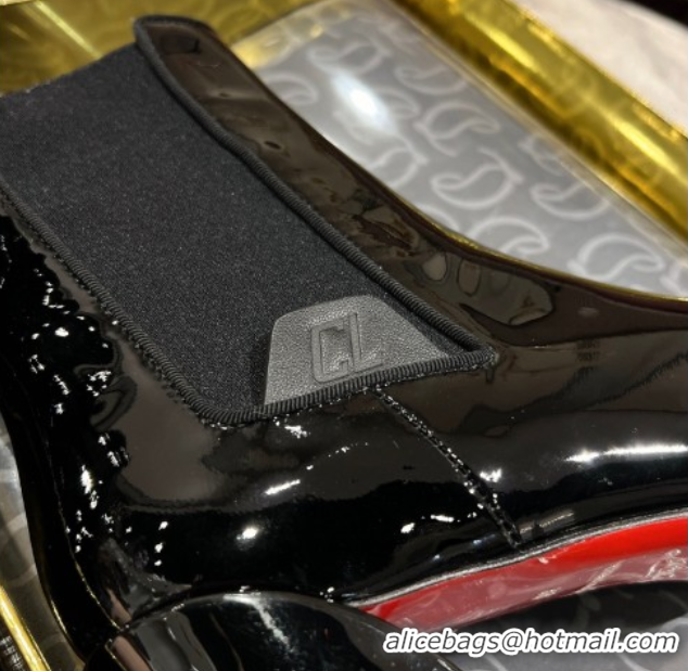 Good Quality Christian Louboutin Turelastic Heel Ankle Boots 5.5cm in Patent Leather Black 1030167