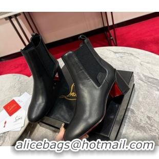 Best Product Christian Louboutin Turelastic Heel Ankle Boots 5.5cm in Calf Leather Black 1030168