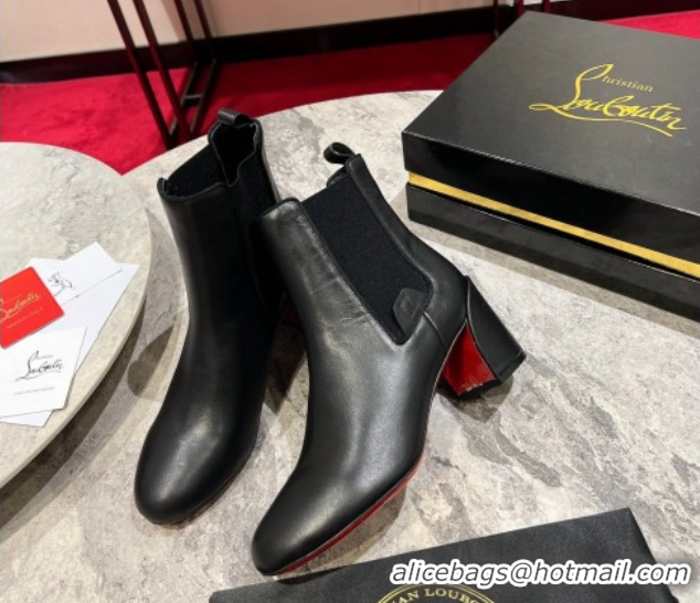 Best Product Christian Louboutin Turelastic Heel Ankle Boots 5.5cm in Calf Leather Black 1030168