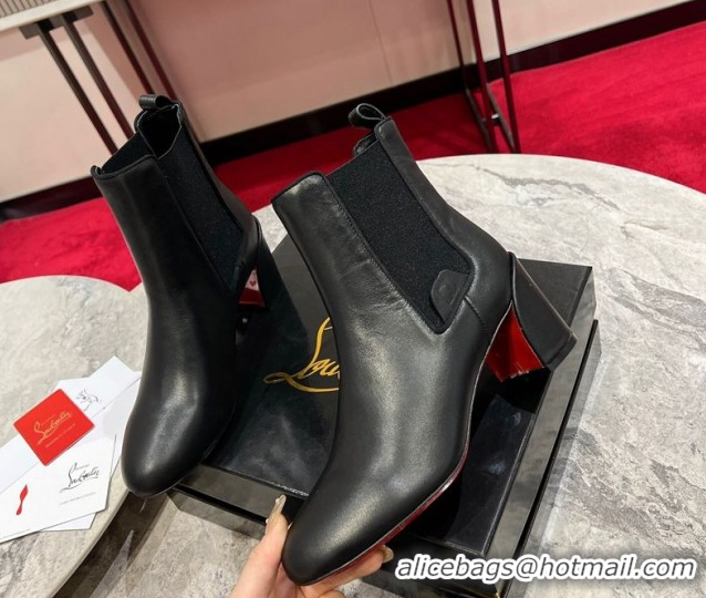 Best Product Christian Louboutin Turelastic Heel Ankle Boots 5.5cm in Calf Leather Black 1030168