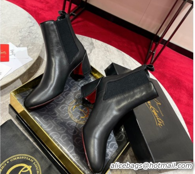 Best Product Christian Louboutin Turelastic Heel Ankle Boots 5.5cm in Calf Leather Black 1030168