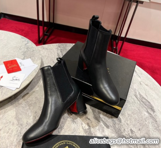 Best Product Christian Louboutin Turelastic Heel Ankle Boots 5.5cm in Calf Leather Black 1030168