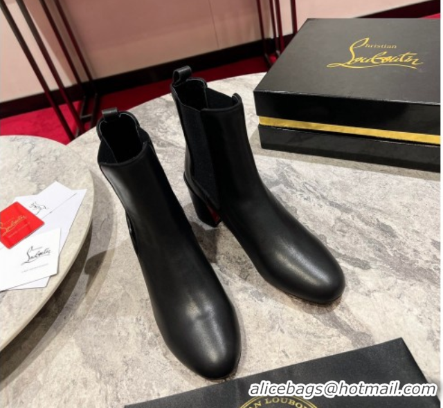 Best Product Christian Louboutin Turelastic Heel Ankle Boots 5.5cm in Calf Leather Black 1030168