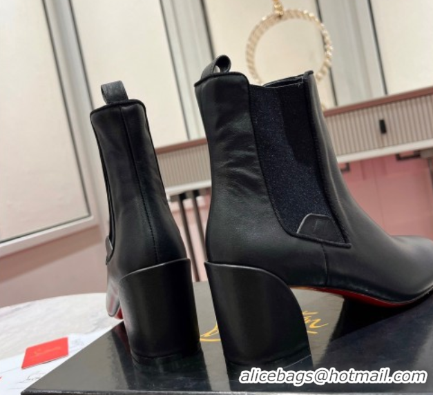Best Product Christian Louboutin Turelastic Heel Ankle Boots 5.5cm in Calf Leather Black 1030168