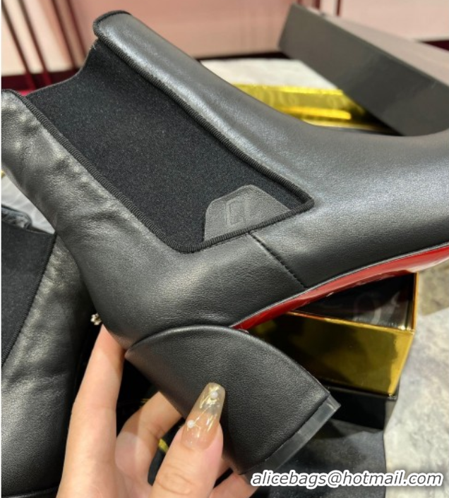 Best Product Christian Louboutin Turelastic Heel Ankle Boots 5.5cm in Calf Leather Black 1030168
