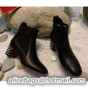 Grade Quality Christian Louboutin Study Heel Ankle Boots 5.5cm in Calf Leather Black 1030170