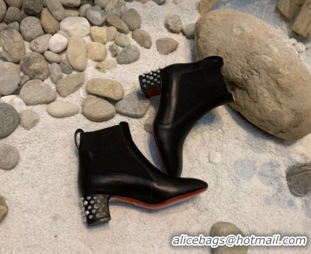 Grade Quality Christian Louboutin Study Heel Ankle Boots 5.5cm in Calf Leather Black 1030170
