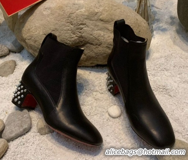 Grade Quality Christian Louboutin Study Heel Ankle Boots 5.5cm in Calf Leather Black 1030170
