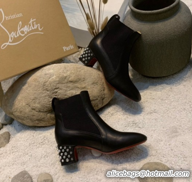 Grade Quality Christian Louboutin Study Heel Ankle Boots 5.5cm in Calf Leather Black 1030170