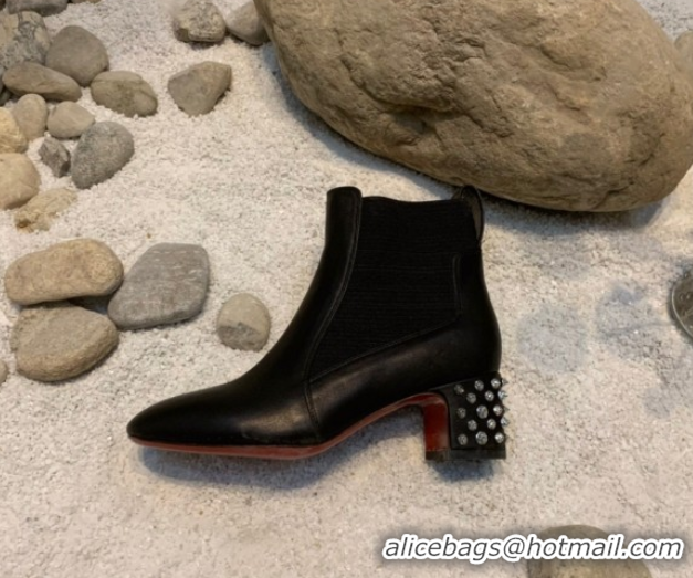 Grade Quality Christian Louboutin Study Heel Ankle Boots 5.5cm in Calf Leather Black 1030170