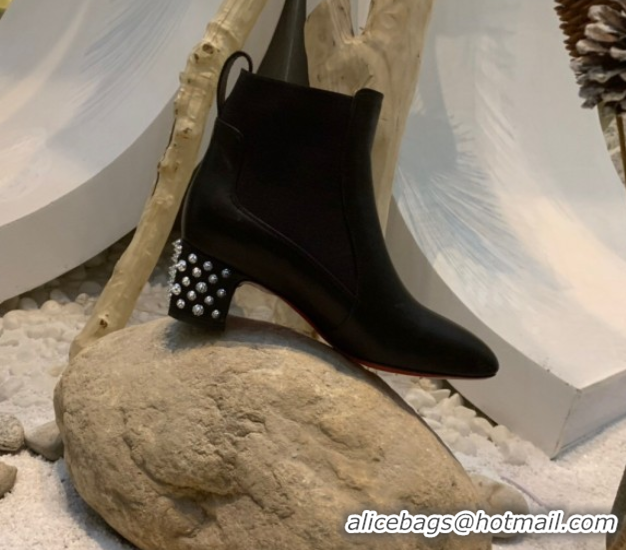 Grade Quality Christian Louboutin Study Heel Ankle Boots 5.5cm in Calf Leather Black 1030170