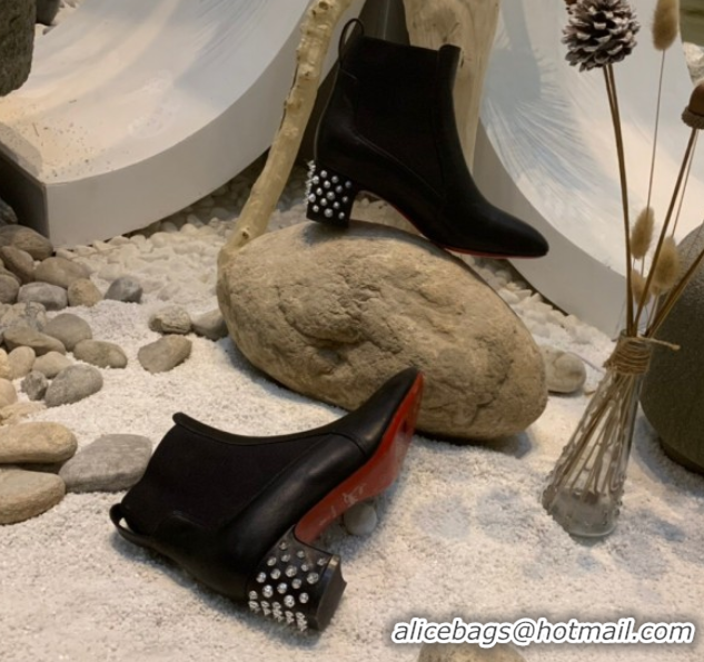 Grade Quality Christian Louboutin Study Heel Ankle Boots 5.5cm in Calf Leather Black 1030170