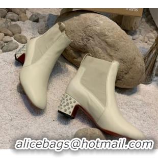Best Grade Christian Louboutin Study Heel Ankle Boots 5.5cm in Calf Leather White 1030171