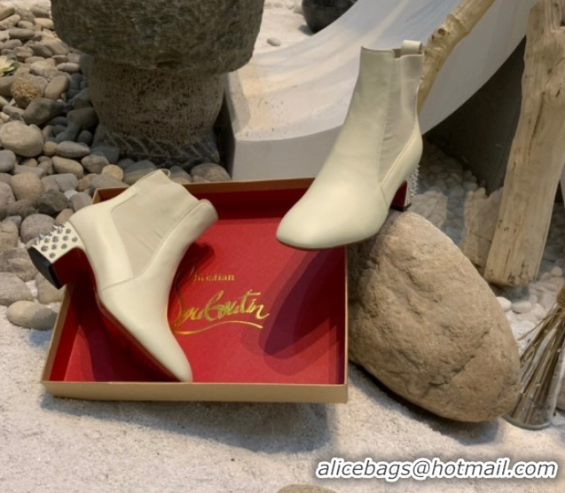 Best Grade Christian Louboutin Study Heel Ankle Boots 5.5cm in Calf Leather White 1030171