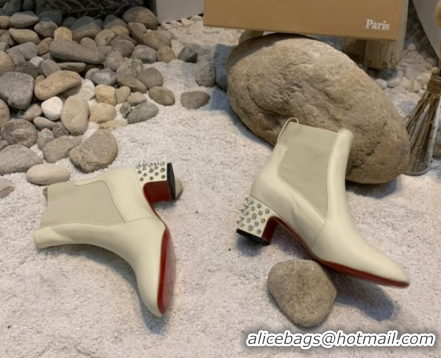 Best Grade Christian Louboutin Study Heel Ankle Boots 5.5cm in Calf Leather White 1030171
