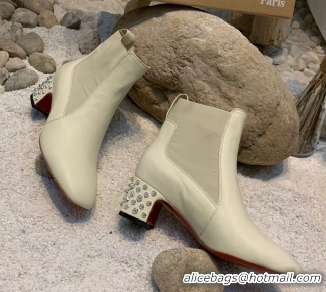 Best Grade Christian Louboutin Study Heel Ankle Boots 5.5cm in Calf Leather White 1030171