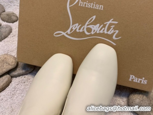 Best Grade Christian Louboutin Study Heel Ankle Boots 5.5cm in Calf Leather White 1030171