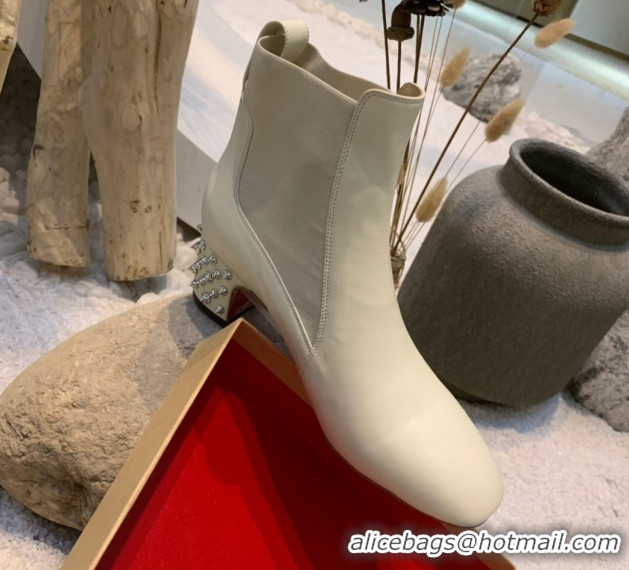 Best Grade Christian Louboutin Study Heel Ankle Boots 5.5cm in Calf Leather White 1030171