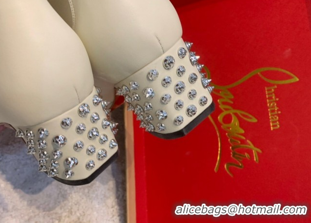 Best Grade Christian Louboutin Study Heel Ankle Boots 5.5cm in Calf Leather White 1030171