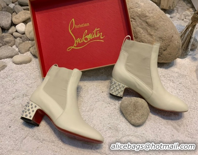 Best Grade Christian Louboutin Study Heel Ankle Boots 5.5cm in Calf Leather White 1030171