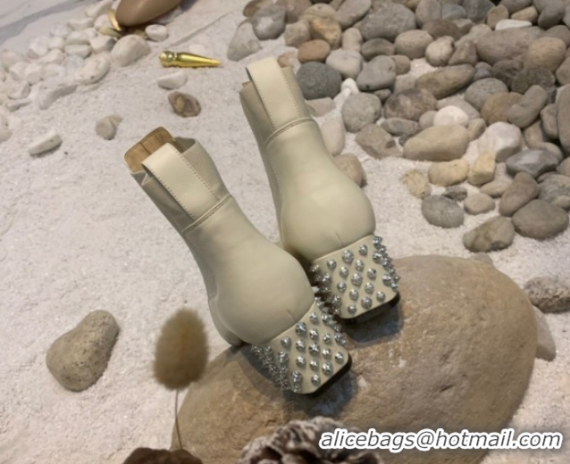 Best Grade Christian Louboutin Study Heel Ankle Boots 5.5cm in Calf Leather White 1030171