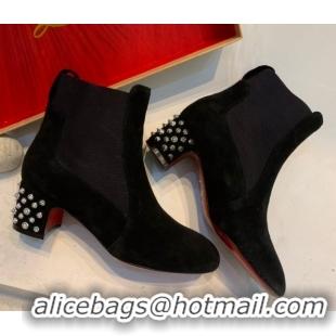 Best Price Christian Louboutin Study Heel Ankle Boots 5.5cm in Suede Black 1030172