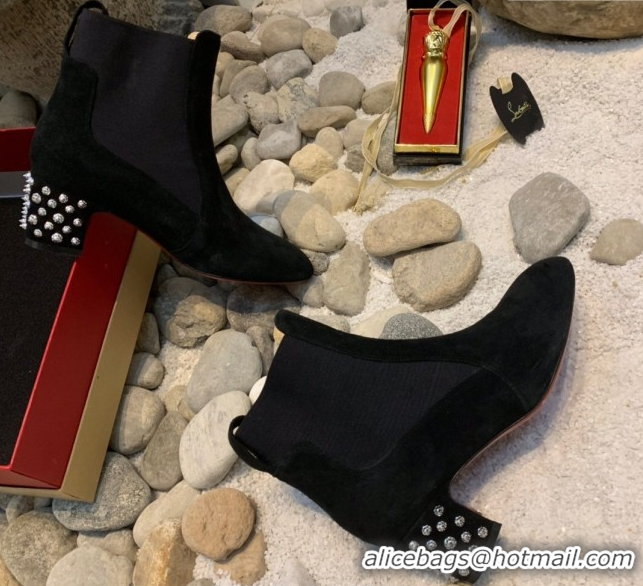 Best Price Christian Louboutin Study Heel Ankle Boots 5.5cm in Suede Black 1030172