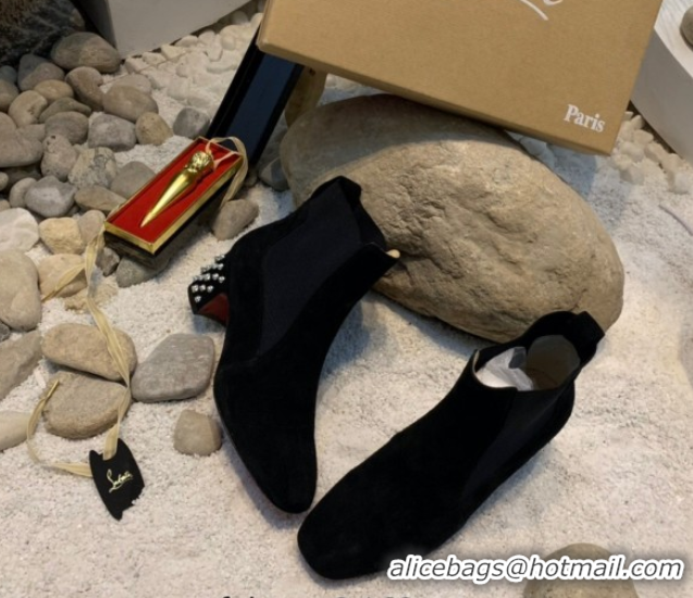 Best Price Christian Louboutin Study Heel Ankle Boots 5.5cm in Suede Black 1030172