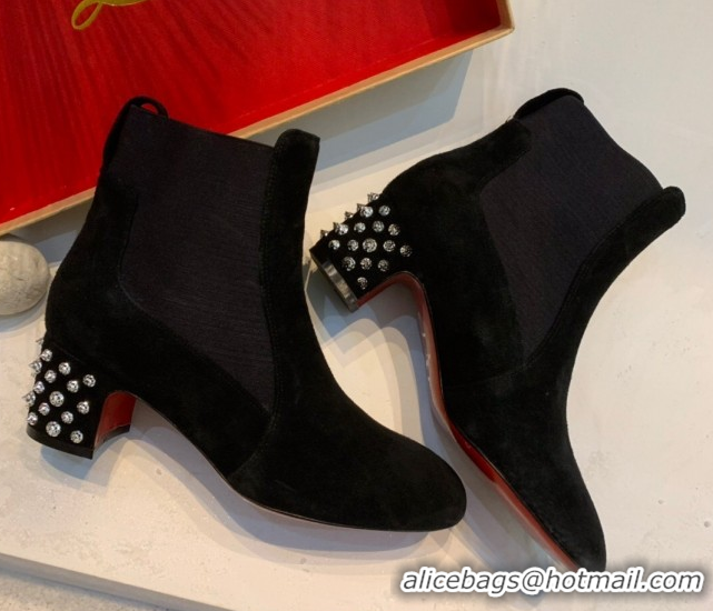 Best Price Christian Louboutin Study Heel Ankle Boots 5.5cm in Suede Black 1030172