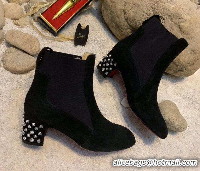Best Price Christian Louboutin Study Heel Ankle Boots 5.5cm in Suede Black 1030172