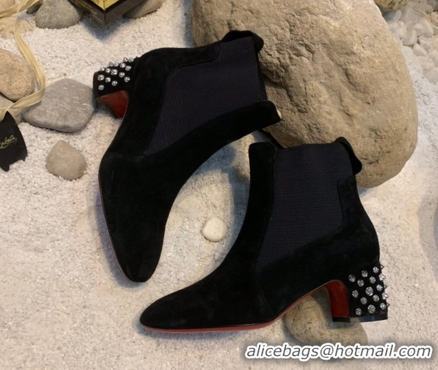 Best Price Christian Louboutin Study Heel Ankle Boots 5.5cm in Suede Black 1030172