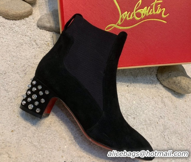 Best Price Christian Louboutin Study Heel Ankle Boots 5.5cm in Suede Black 1030172