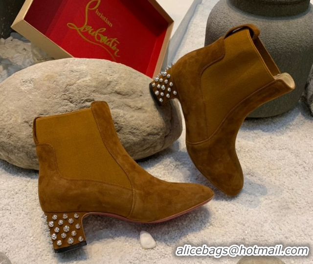 Charming Christian Louboutin Study Heel Ankle Boots 5.5cm in Suede Brown 1030173