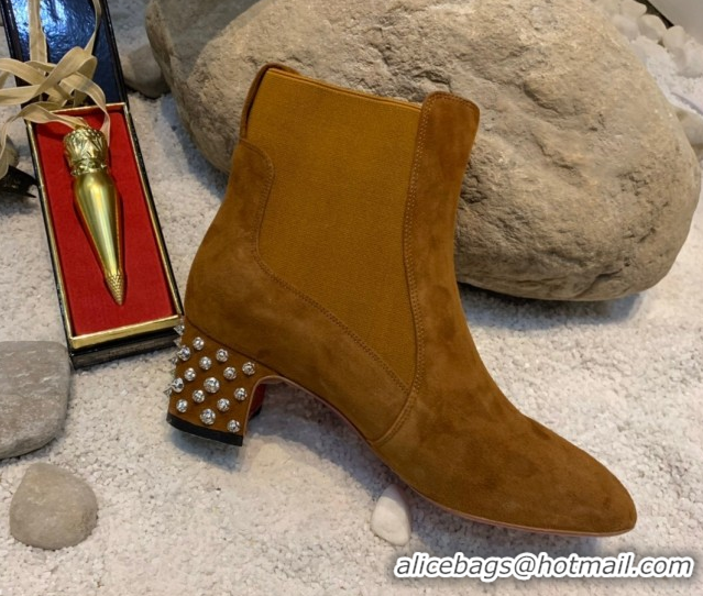 Charming Christian Louboutin Study Heel Ankle Boots 5.5cm in Suede Brown 1030173