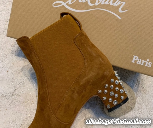 Charming Christian Louboutin Study Heel Ankle Boots 5.5cm in Suede Brown 1030173
