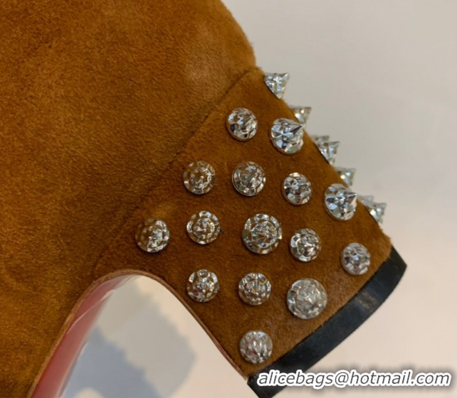 Charming Christian Louboutin Study Heel Ankle Boots 5.5cm in Suede Brown 1030173