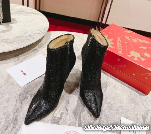 Luxurious Christian Louboutin So Kate Booty Heel Ankle Boots 10cm in Sequins 1030174