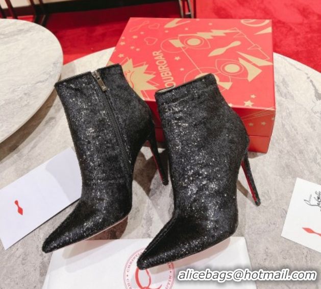 Luxurious Christian Louboutin So Kate Booty Heel Ankle Boots 10cm in Sequins 1030174