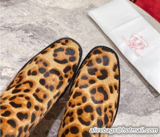 AAAAA Christian Louboutin Morgan Heel High Boots 7cm in Leopard Print Ponyhair 1030177