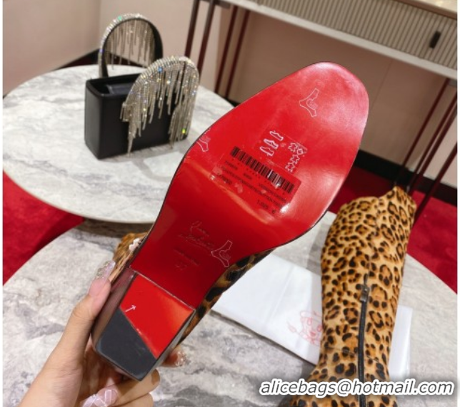 AAAAA Christian Louboutin Morgan Heel High Boots 7cm in Leopard Print Ponyhair 1030177