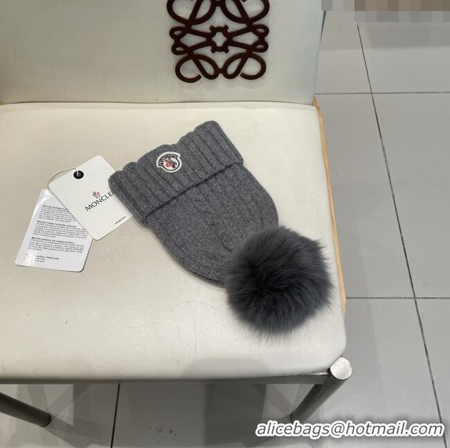 Luxury Cheap Moncler Wool Hat M103006 Deep Grey 2025