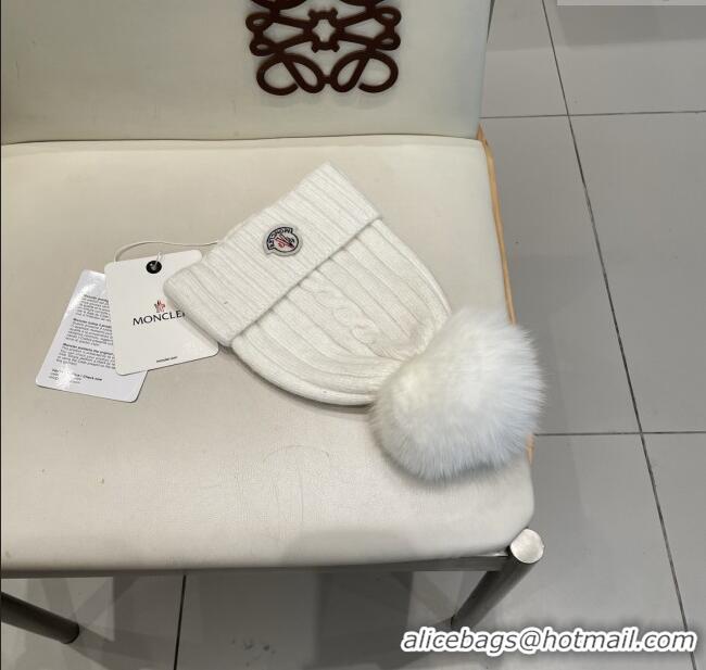 Well Crafted Moncler Wool Hat M103008 White 2025