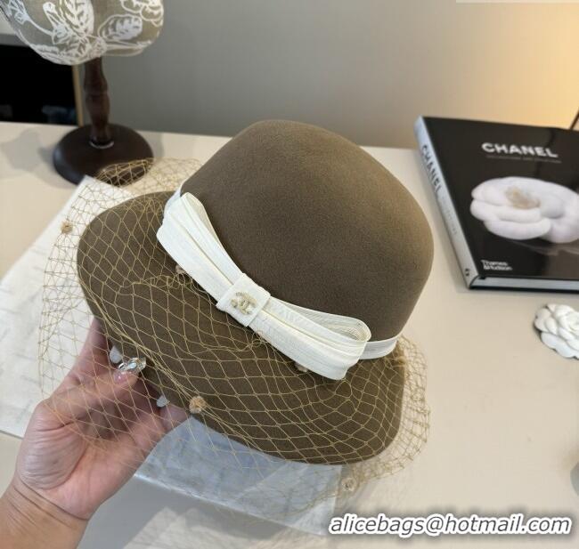 Luxury Discount Chanel Wool Hat CH103022 Brown 2025