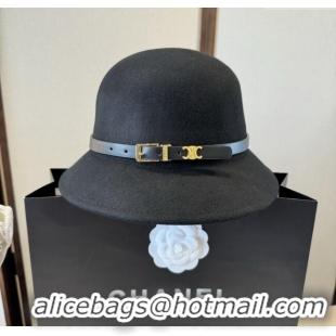 Luxury Discount Celine Wool Hat C103014 Black 2025