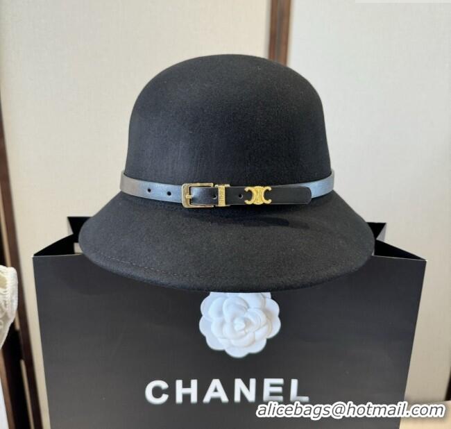 Luxury Discount Celine Wool Hat C103014 Black 2025