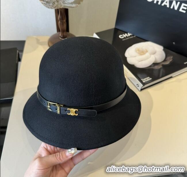 Luxury Discount Celine Wool Hat C103014 Black 2025