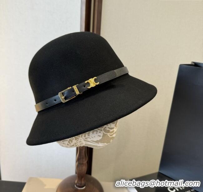 Luxury Discount Celine Wool Hat C103014 Black 2025