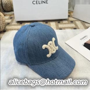 Buy Fashionable Celine Denim Baseball Hat C103105 Blue 2025